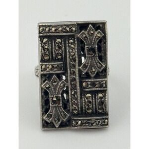 Vintage Art Deco Sterling Silver Marcasite Ring Size 5.5